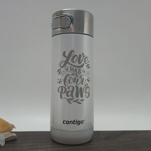 NWOT Contigo Luxe Tumber In White With LOVE HAS FOUR PAWS Saying